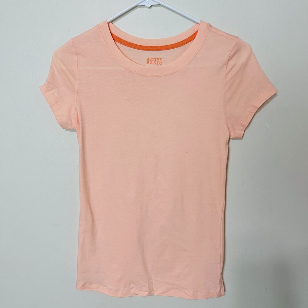 ACTIVE BASIC Round Neck Short Sleeve Basic Top Women Color Coral‎ Medium
